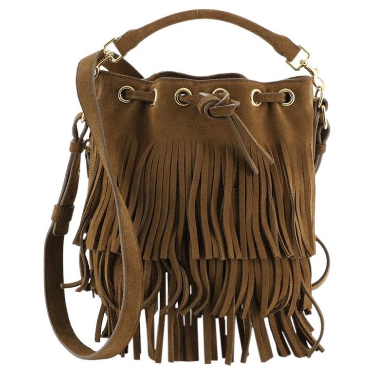 Saint Laurent Fringe Emmanuelle Bucket Bag Suede Small at 1stDibs