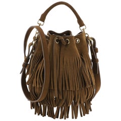 Saint Laurent Fringe Emmanuelle Bucket Bag Suede Small