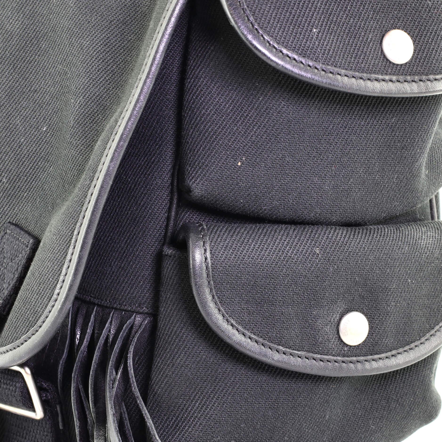 Saint Laurent Fringe Flap Messenger Bag Canvas with Leather Medium 1