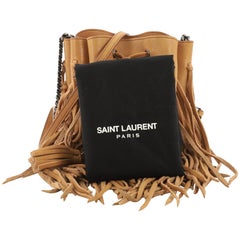 Saint Laurent Fringe Monogram Bourse Bucket Bag Leather Mini