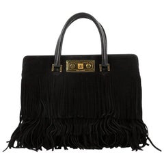 Saint Laurent Fringe Trois Clous Convertible Tote Suede Medium