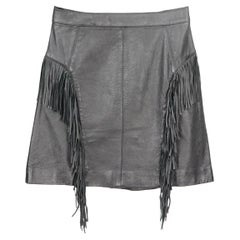 Saint Laurent Fringed Leather Mini Skirt Fr 34 Uk 6