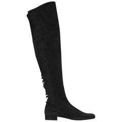 Saint Laurent Fringed Suede Over The Knee Boots