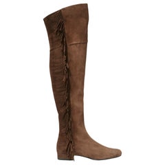 Saint Laurent Fringed Suede Over The Knee Boots