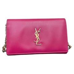 Saint Laurent Fuchsia Grained Leather Kate Flap Bag