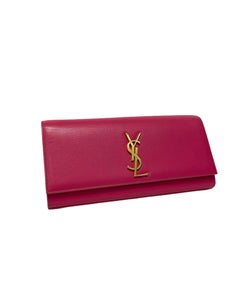 Saint Laurent Fuchsia Leather Clutch Bag