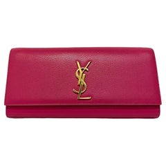 Saint Laurent Fuchsia Leather Clutch Bag