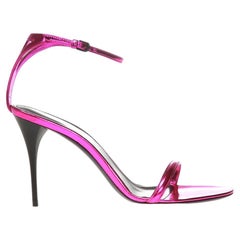 Saint Laurent Fuchsia Pink Leather "Lexi 90" Strappy Stiletto Sandal Size 40