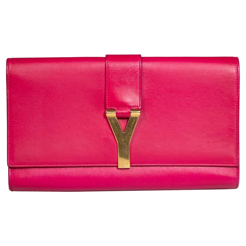 Saint Laurent Fucshia Leather Chyc Clutch