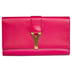 Saint Laurent Fucshia Leather Chyc Clutch