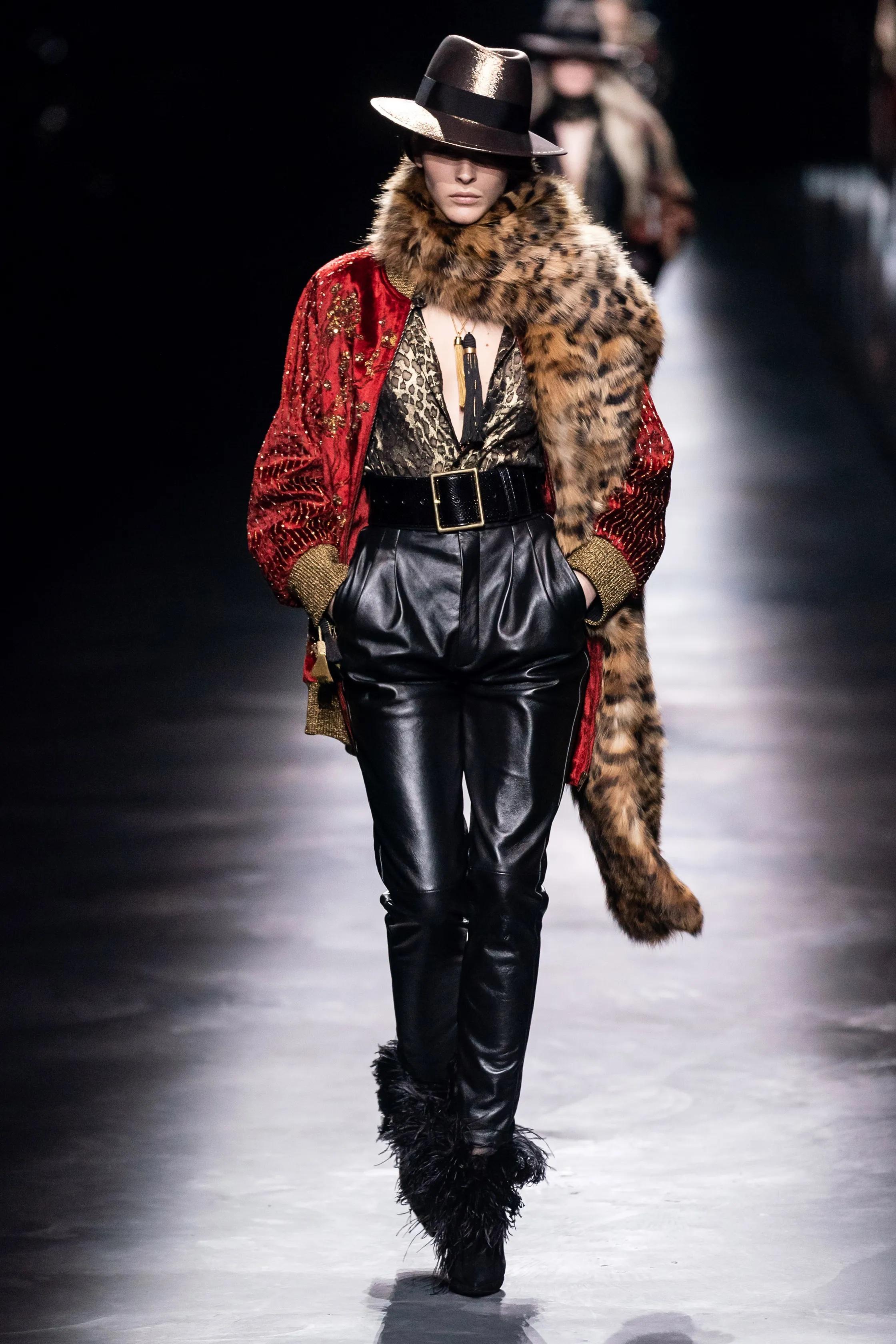 SAINT LAURENT FW19 Oversized Hand Beaded Red Velvet Bomber Jacket 1
