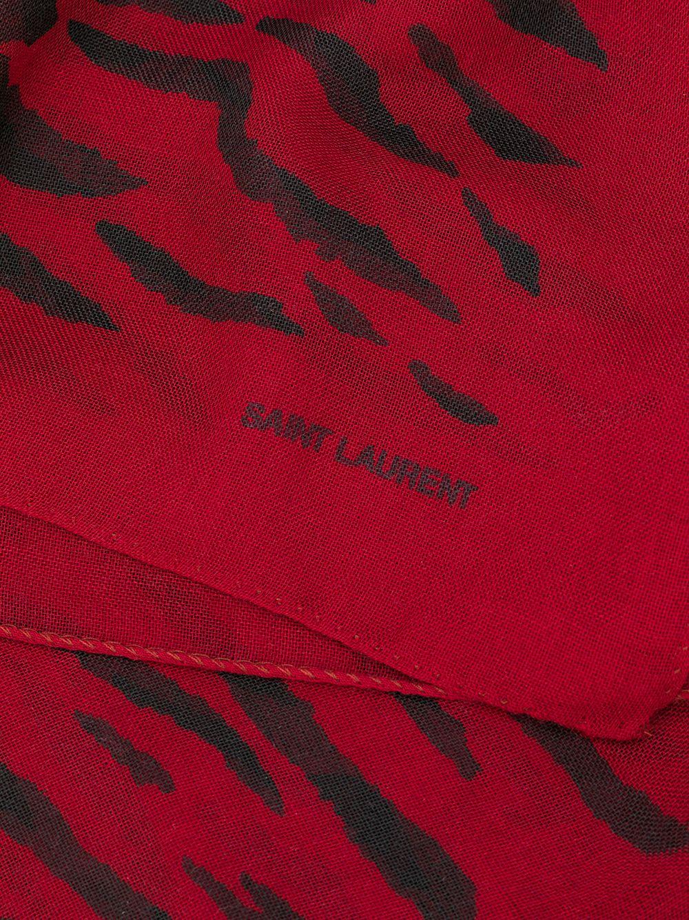 Saint Laurent FW19 Thin Cashmere Large Square Red & Black Zebra Scarf 1