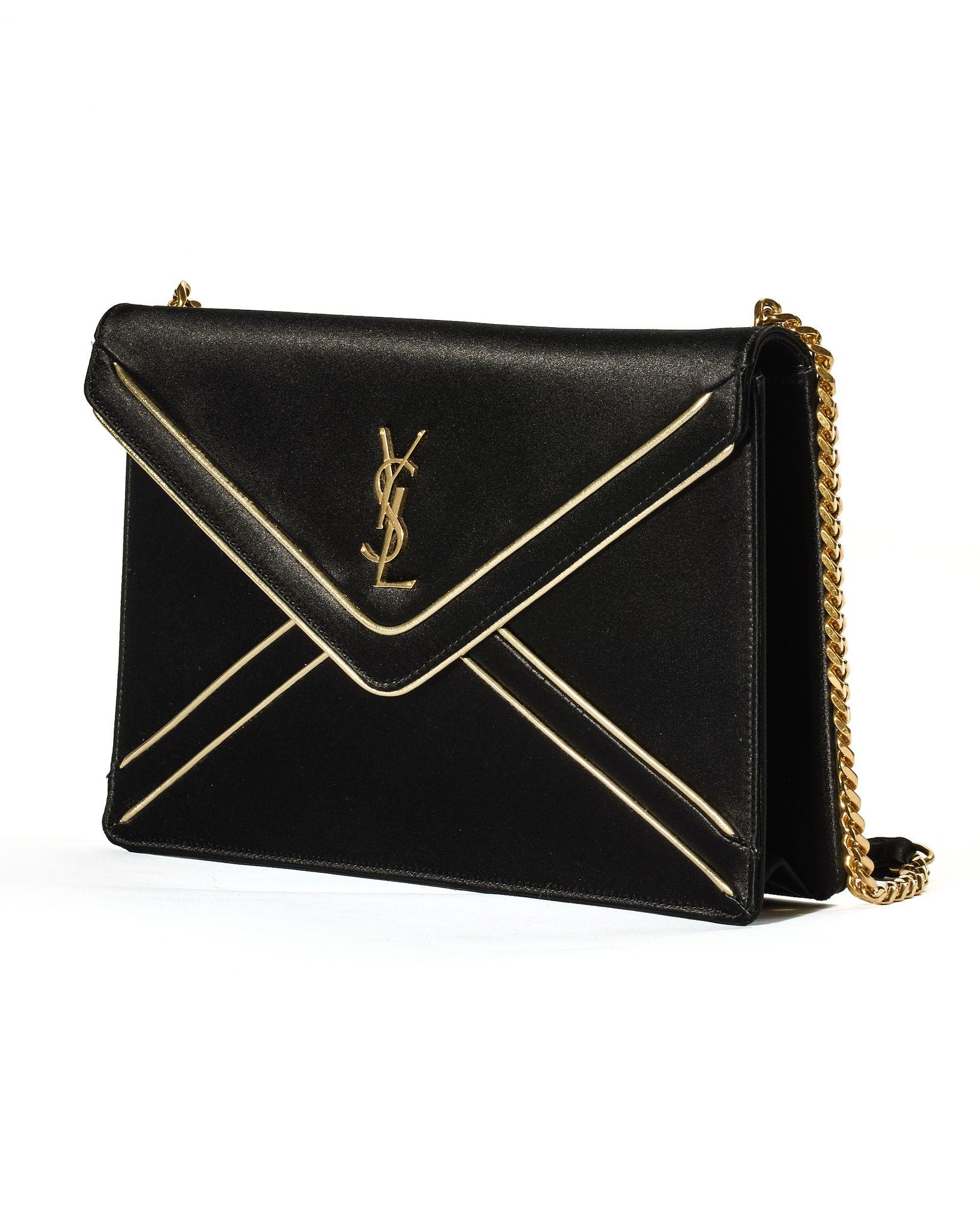 Saint Laurent Gaby Chain Medium Black Satin en vente 7