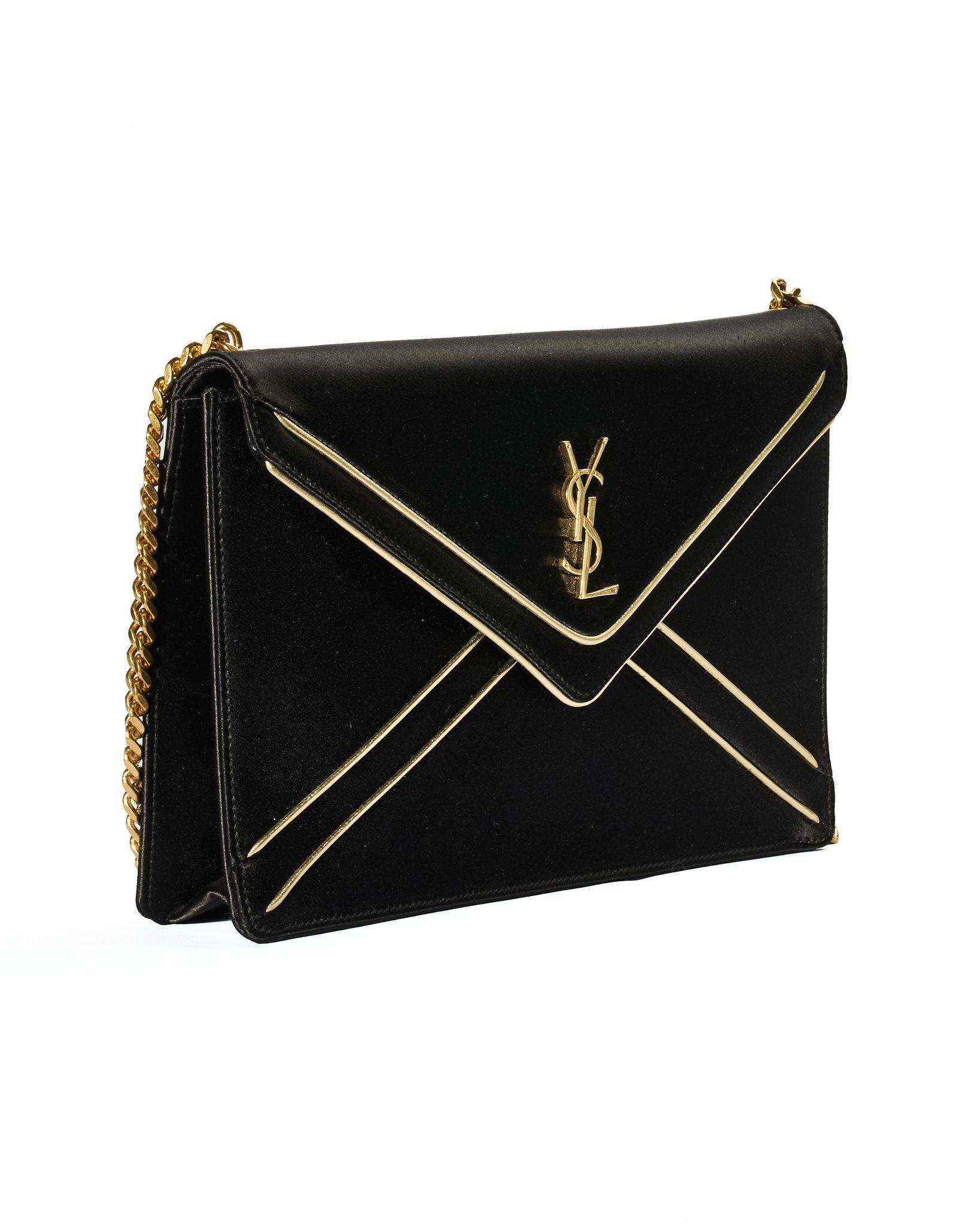 Saint Laurent Gaby Chain Medium Black Satin en vente 8