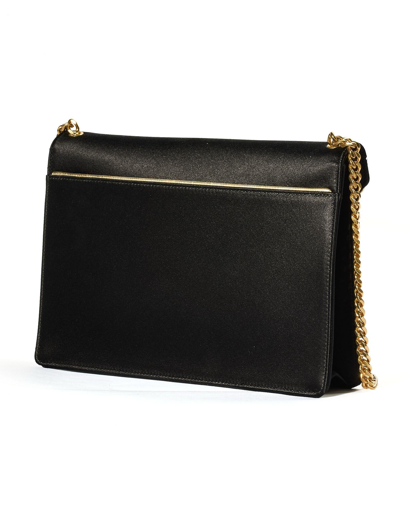 Saint Laurent Gaby Chain Medium Black Satin en vente 5