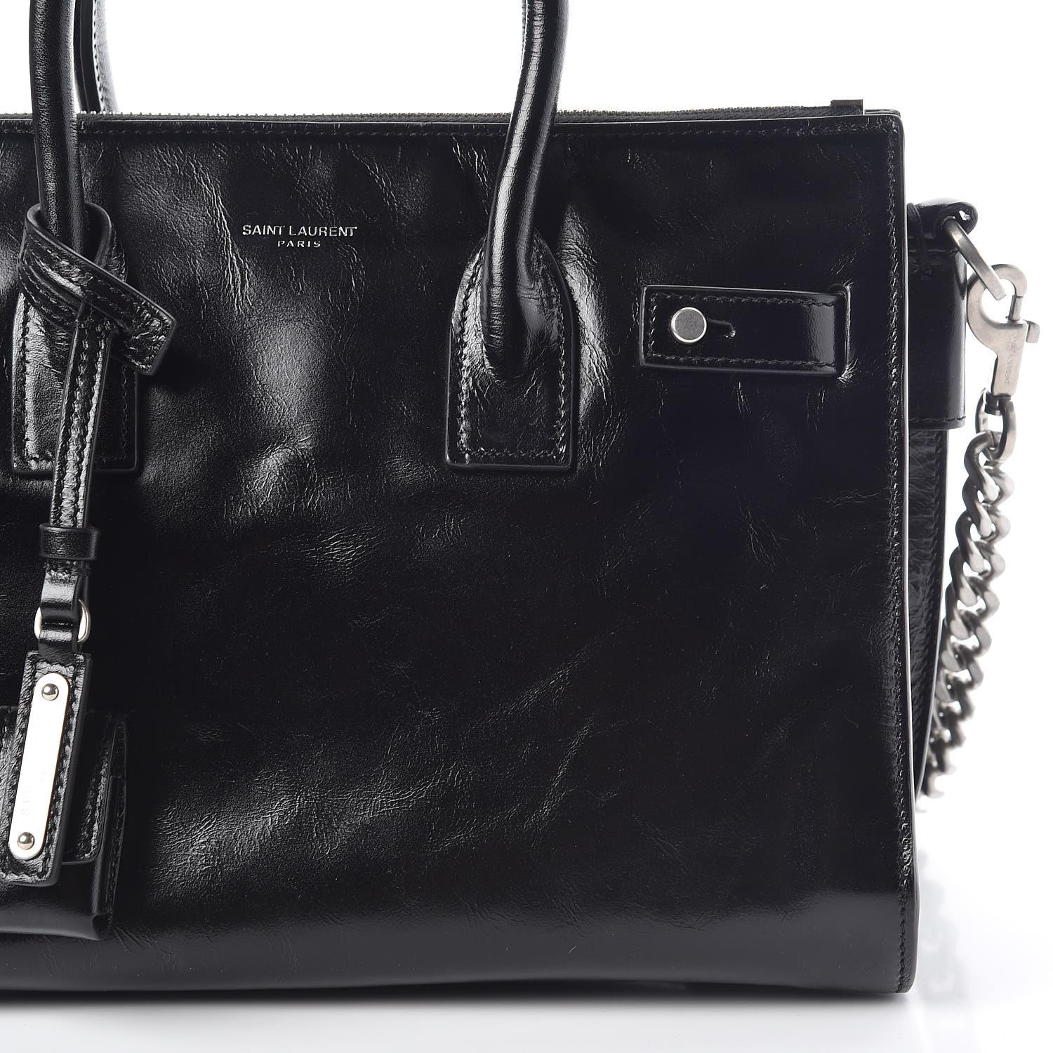 Saint Laurent Glazed Calfskin Black Sac de Jour Tote Bag Baby For Sale 5
