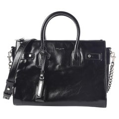 Saint Laurent Glazed Calfskin Black Sac de Jour Tote Bag Baby