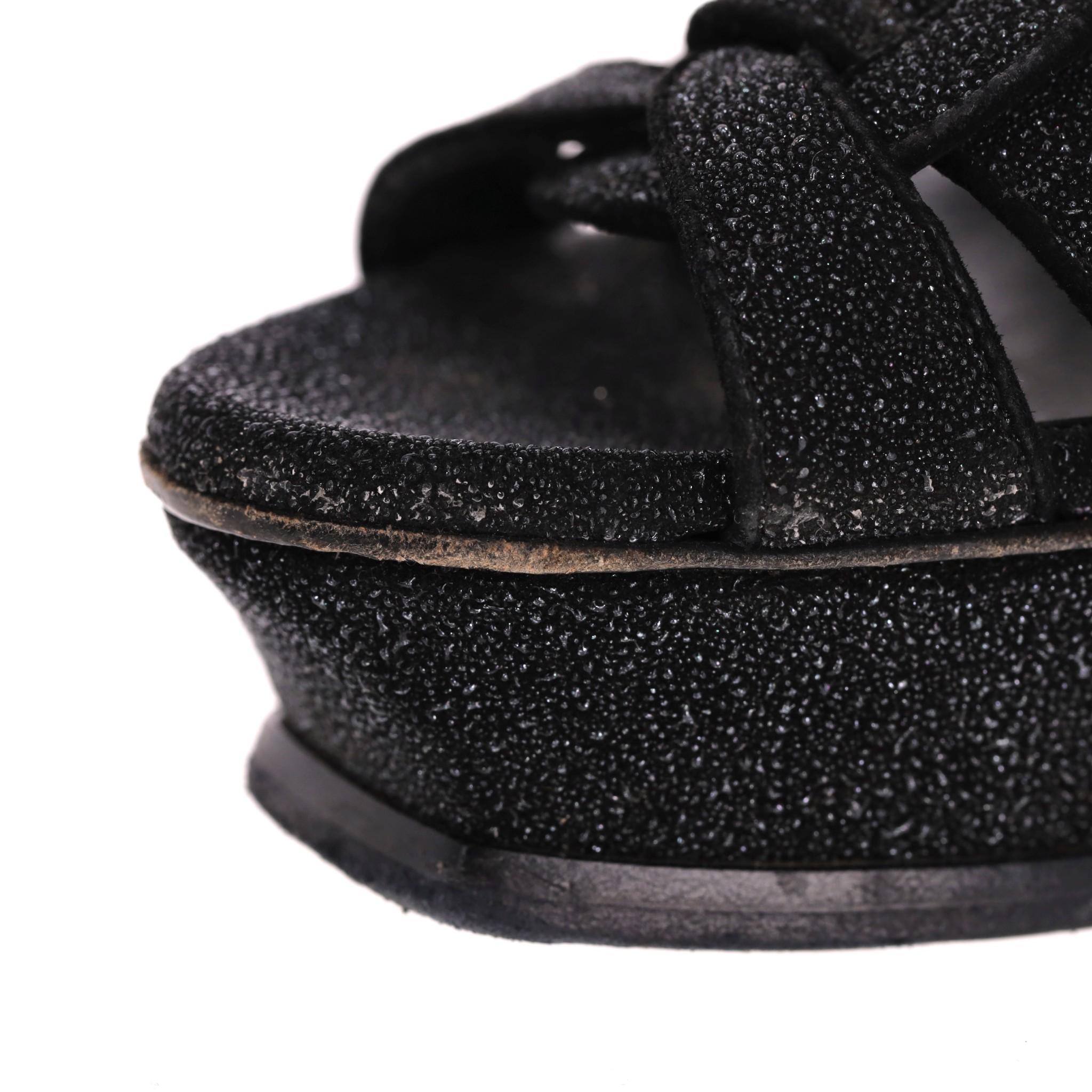 Saint Laurent Glitter Calfskin Tribute Platform Sandals For Sale 1