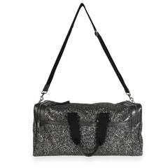 Saint Laurent Glitter Canvas & Black Leather City Gym Duffle Bag