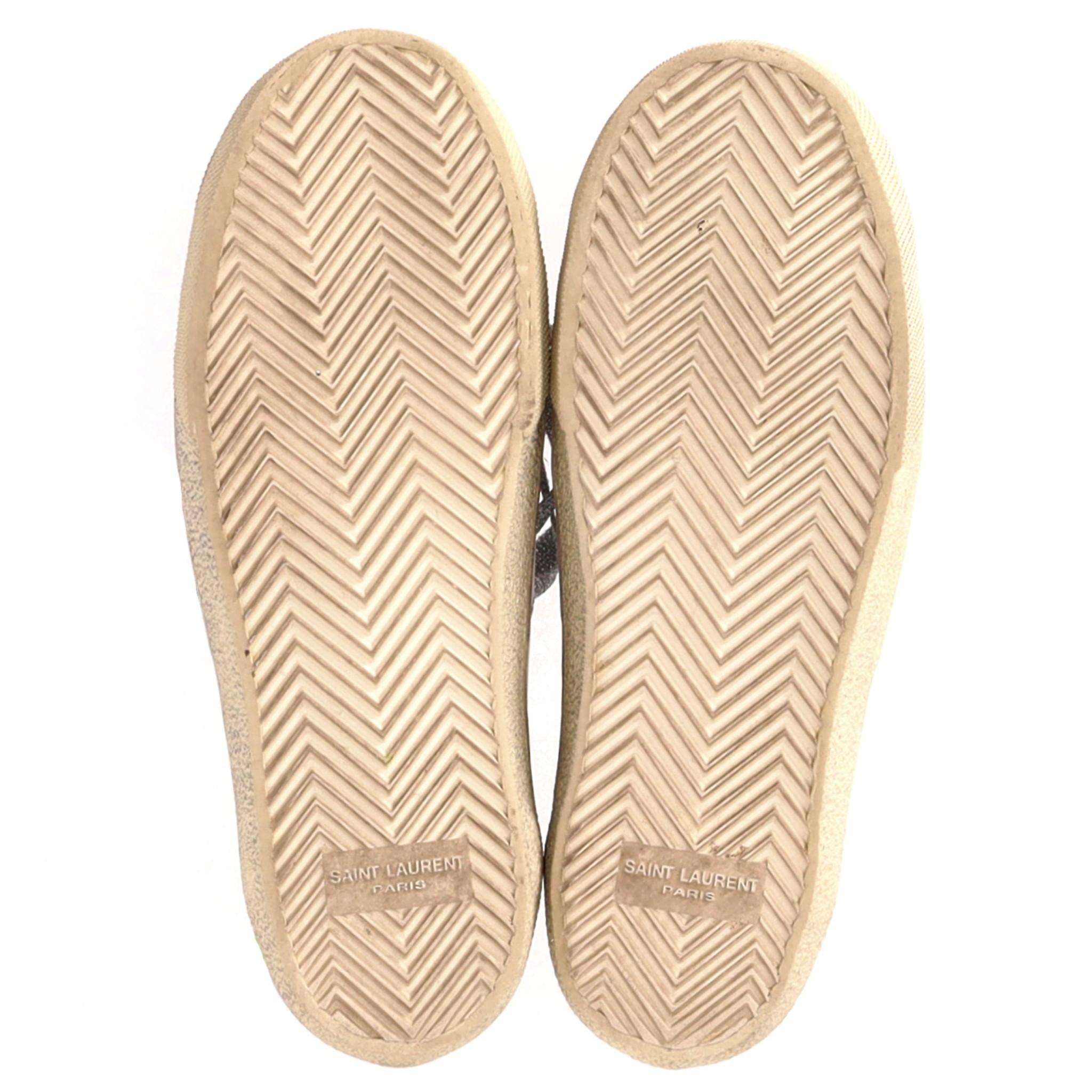 Women's Saint Laurent Glitter Detailed Leather Sneakers For Sale