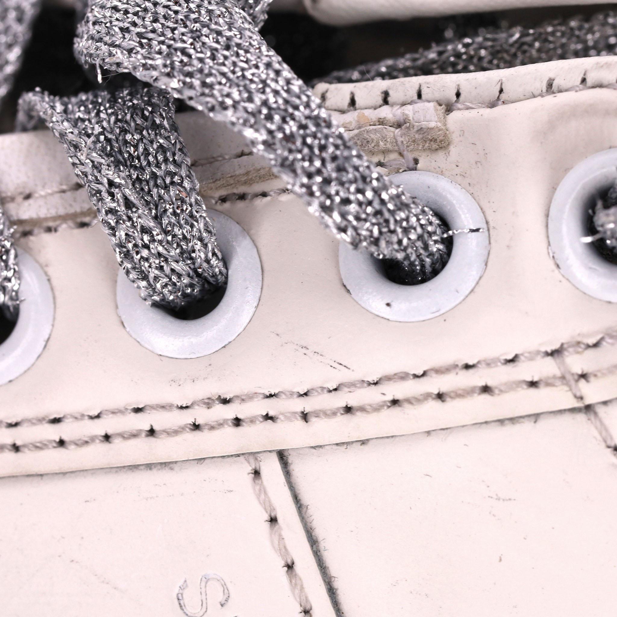 Saint Laurent Glitter Detailed Leather Sneakers For Sale 2