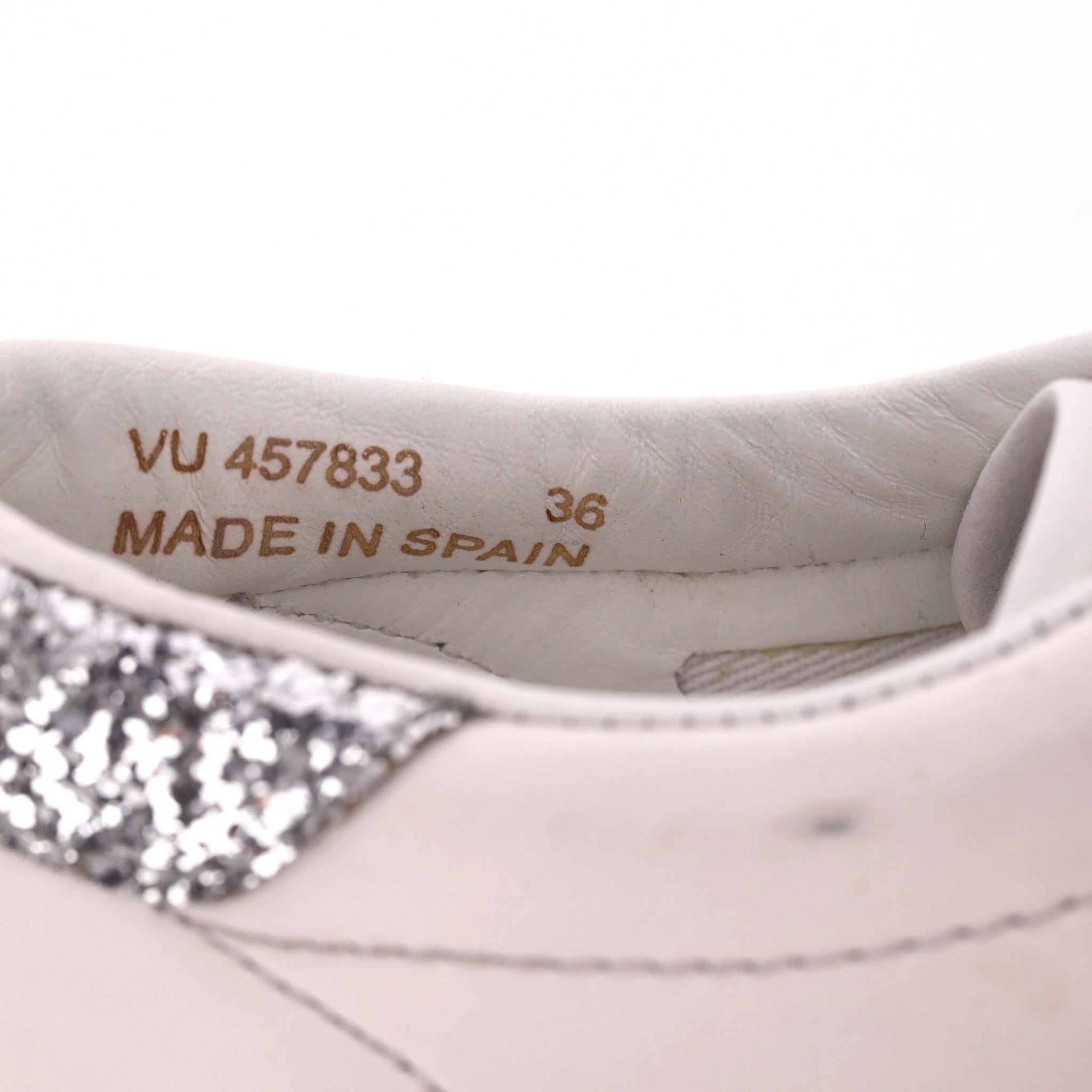 Saint Laurent Glitter Detailed Leather Sneakers For Sale 4