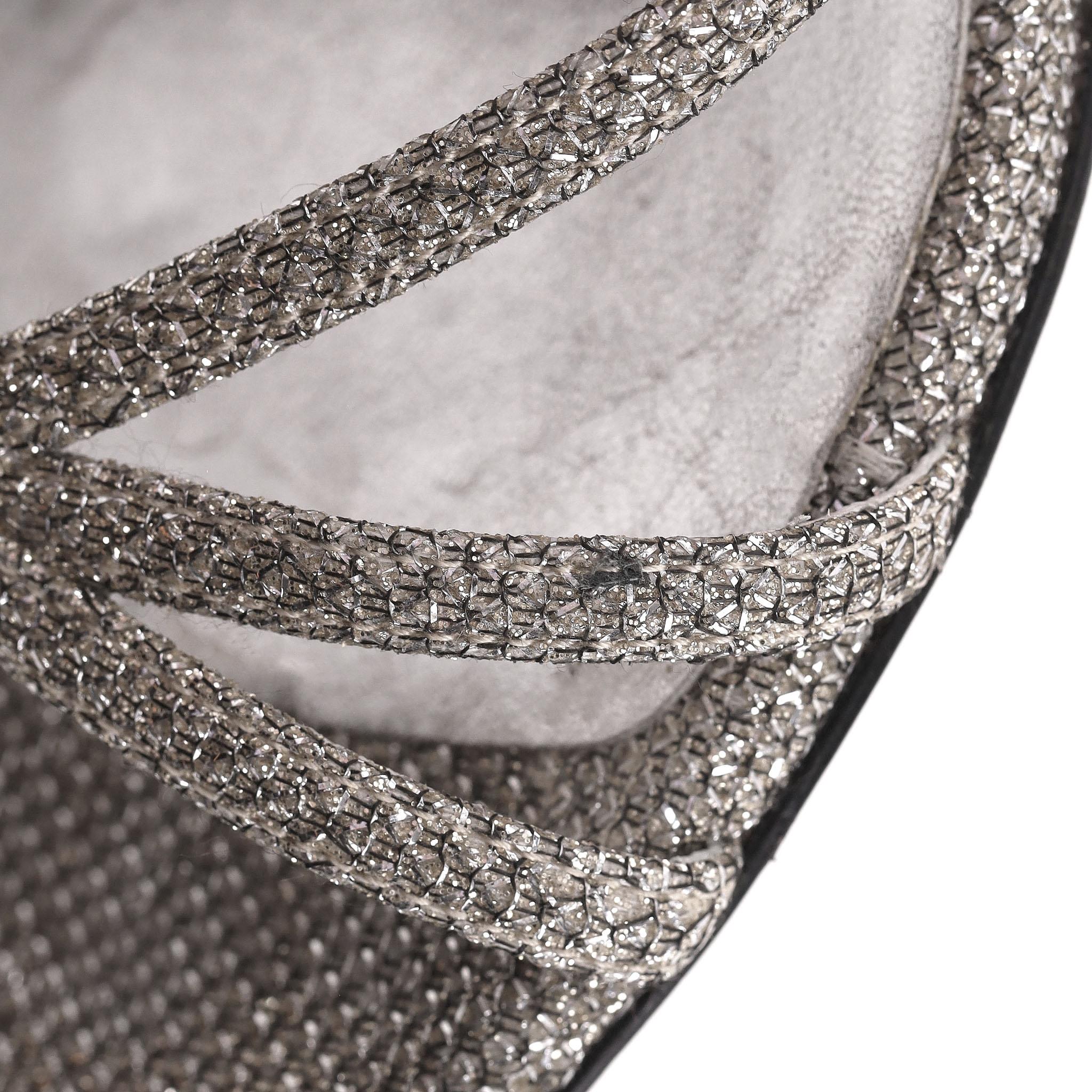 Saint Laurent Glitter Mesh Strappy Sandals im Angebot 5