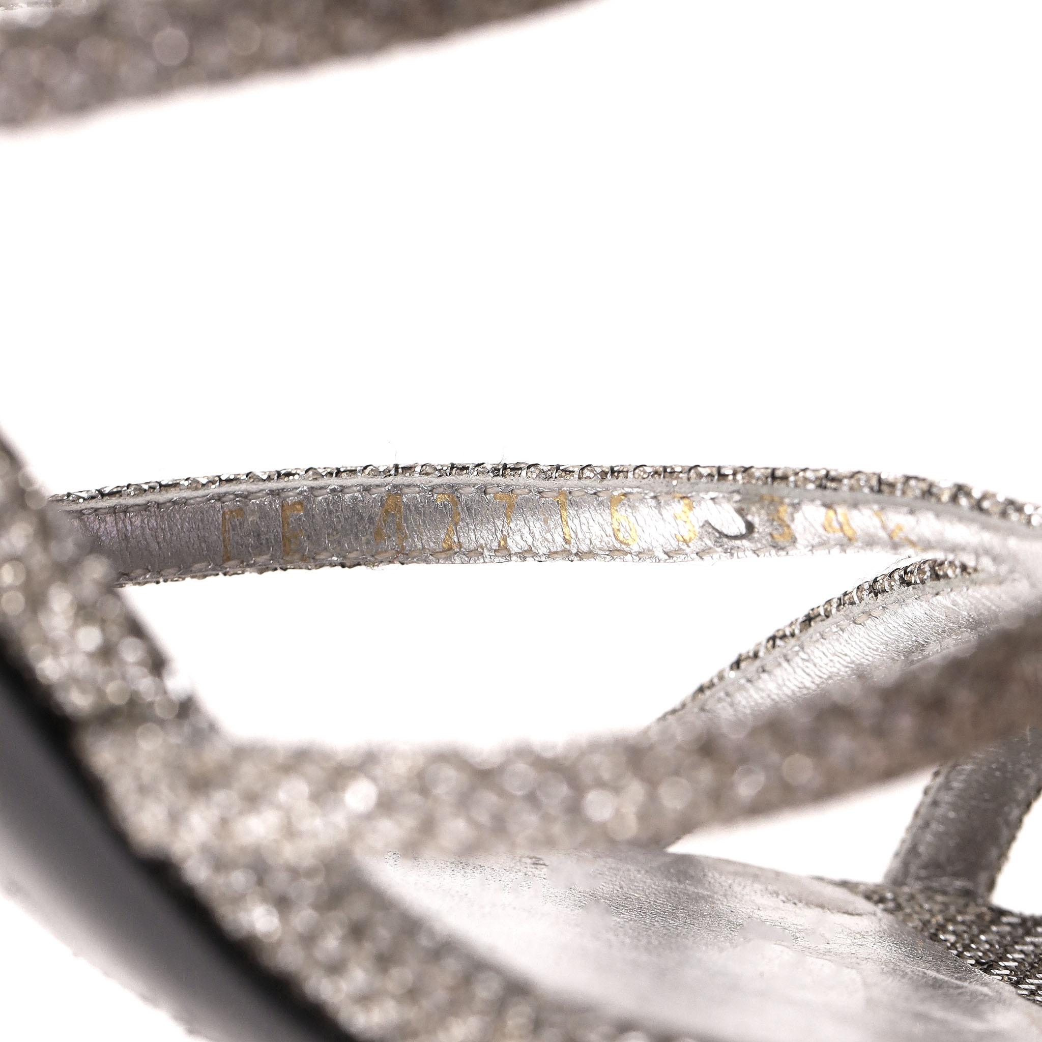 Saint Laurent Glitter Mesh Strappy Sandals im Angebot 4