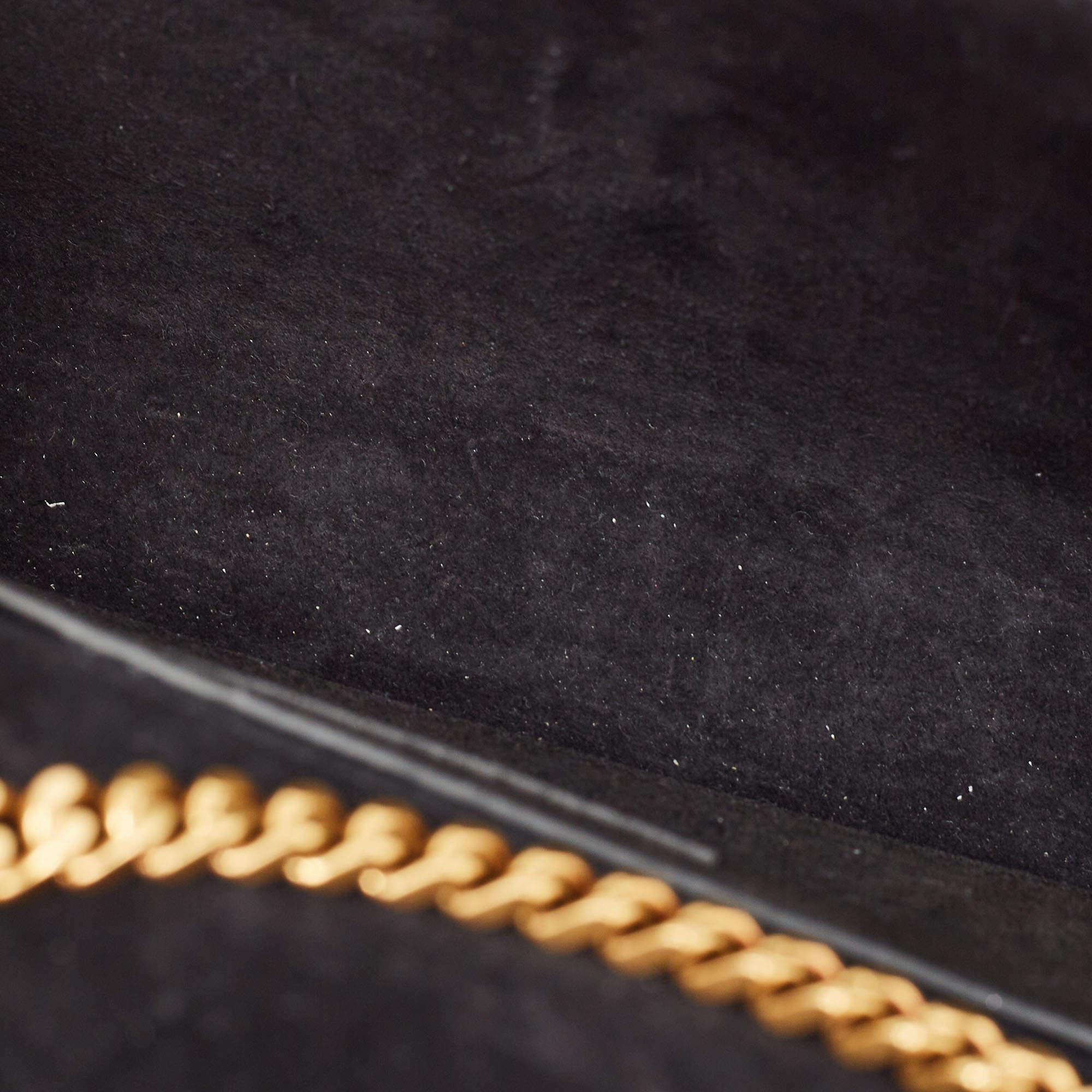 Saint Laurent Gold Crackled Leather New Small Kate Wallet on Chain 6