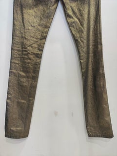Saint Laurent Women's Gold Denim Jeans Size 26 New Without Tags