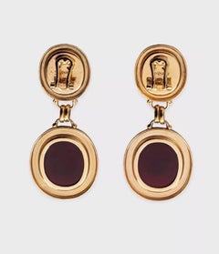 Saint Laurent Gold Drop Clip-On Statement Earrings, Vintage Design