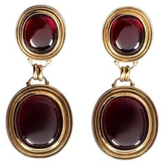 Saint Laurent Gold Drop Clip-On Statement Earrings, Vintage Design