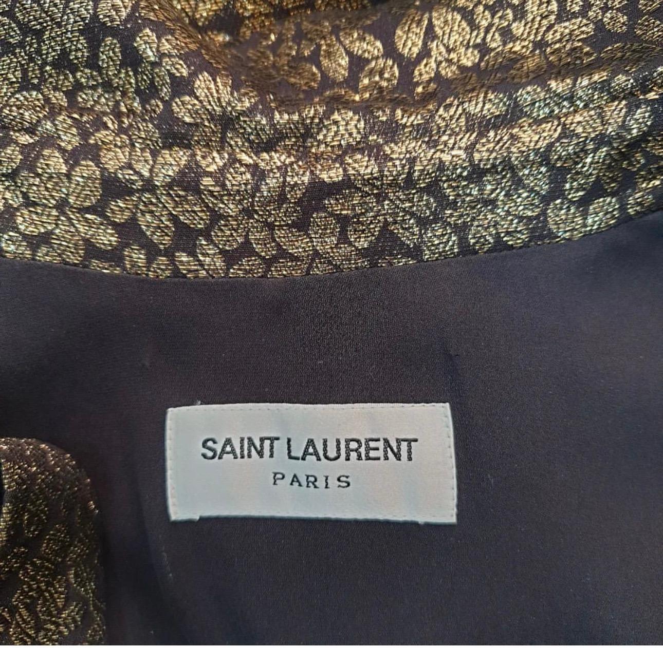 Saint Laurent Gold Floral Silk Maxi Dress For Sale 1