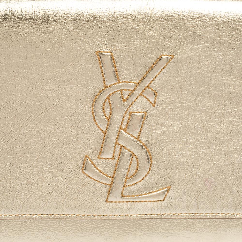Saint Laurent Gold Leather Belle De Jour Clutch 4
