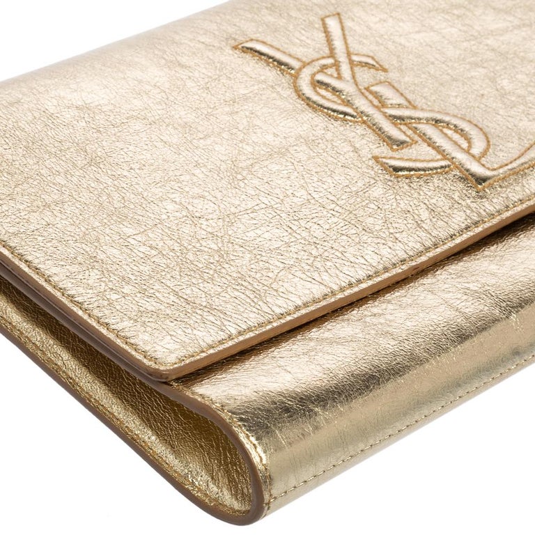 Saint Laurent YSL Belle de Jour Large Metallic Gold Leather Clutch Bag –  ZAK BAGS ©️