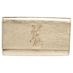 Saint Laurent Gold Leather Belle De Jour Clutch