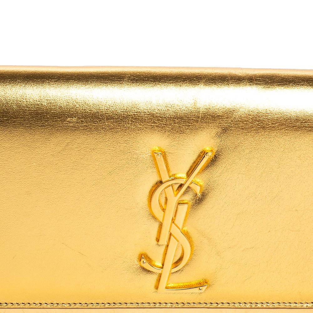 Women's Saint Laurent Gold Leather Cassandre Clutch