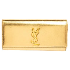 Saint Laurent Gold Leather Cassandre Clutch