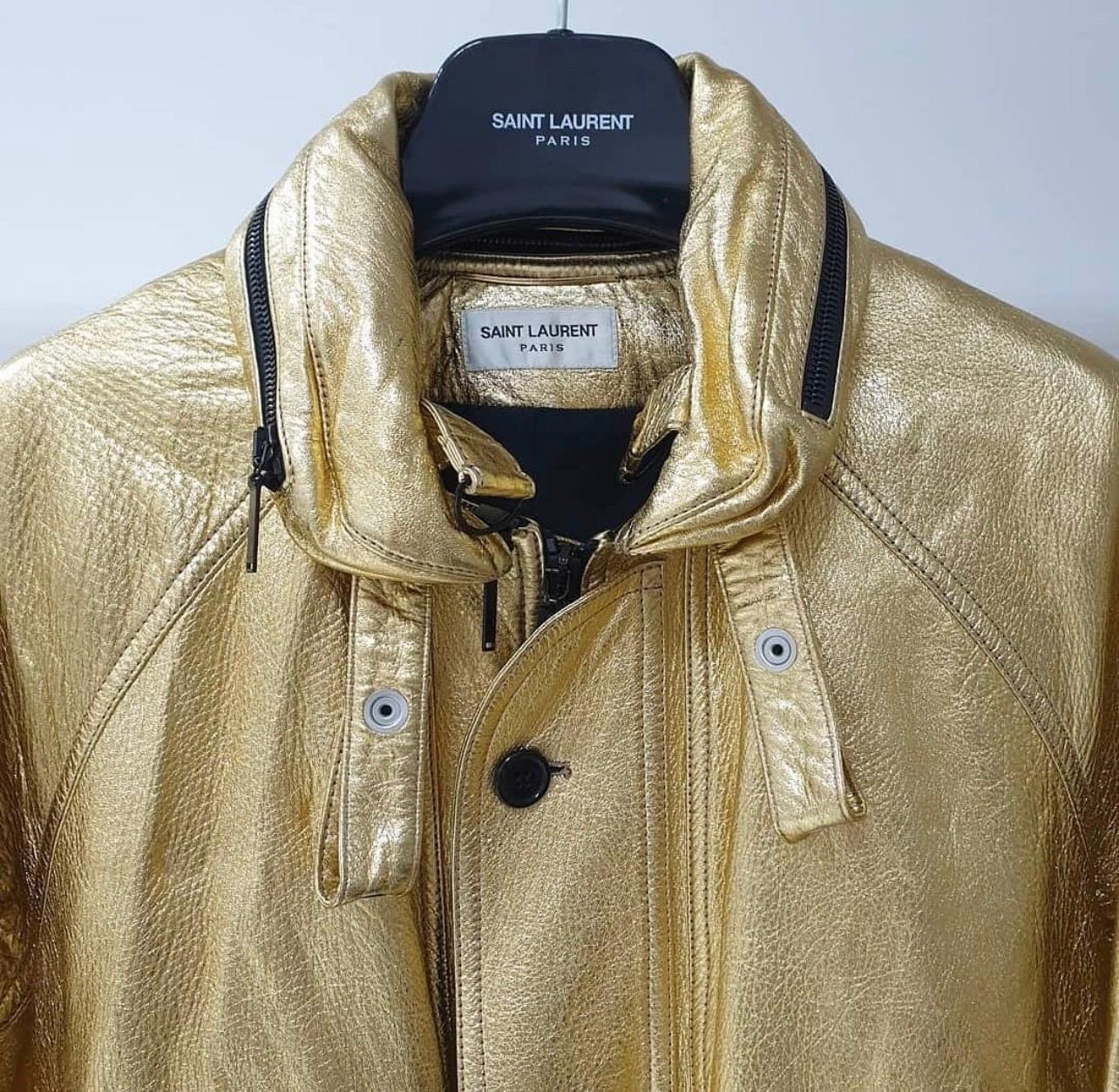 saint laurent paris leather jacket.

Condition is perfect.
Sz.38
Gold leather.
Good condition.
