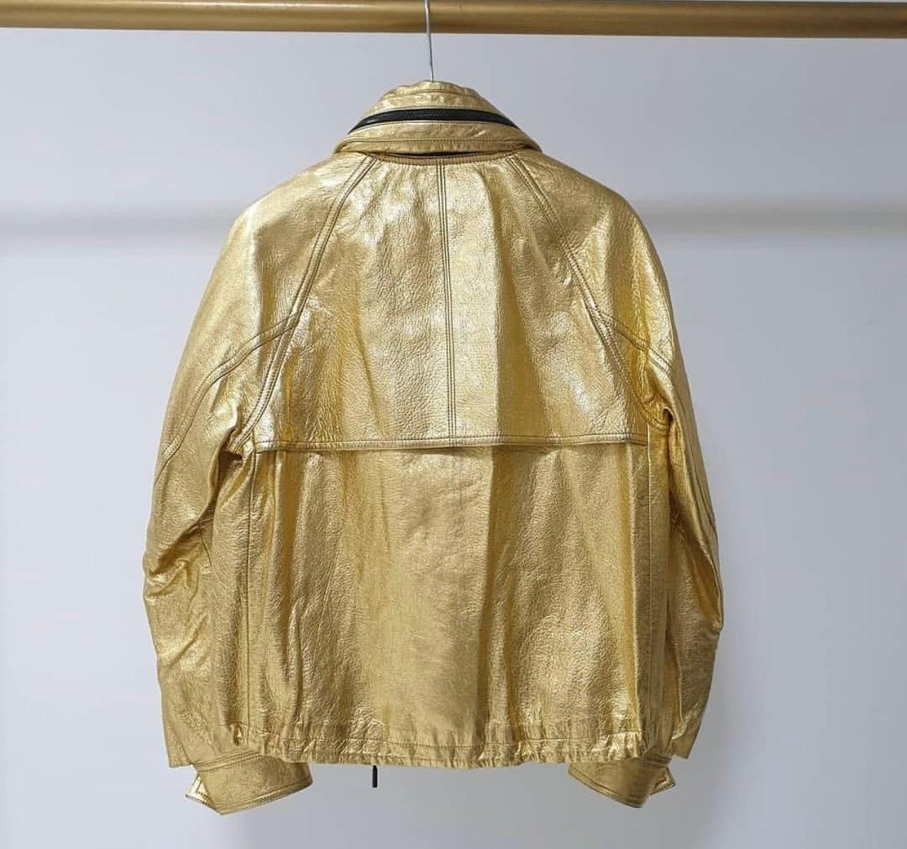 Saint Laurent Gold leather jacket  In Good Condition In Krakow, PL