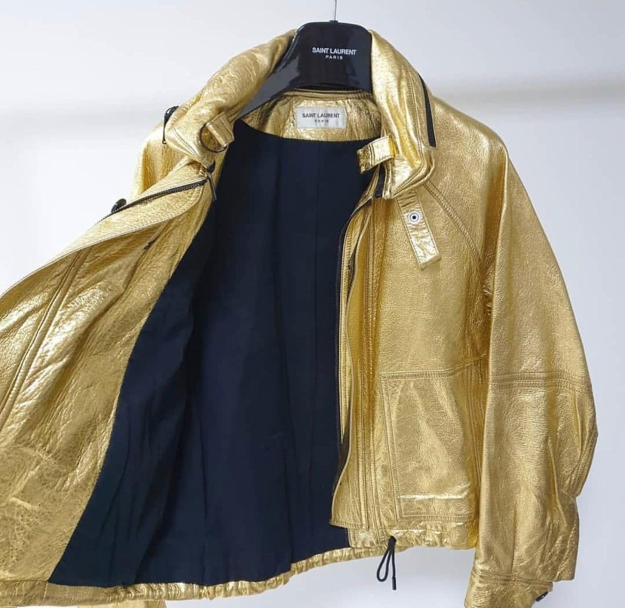 Women's Saint Laurent Gold leather jacket 