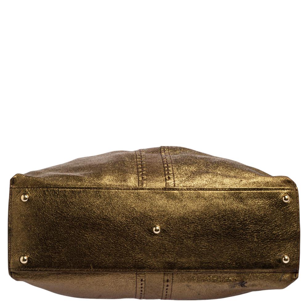 Saint Laurent Gold Leather Large Reversible Double Sac Y Tote In Good Condition In Dubai, Al Qouz 2
