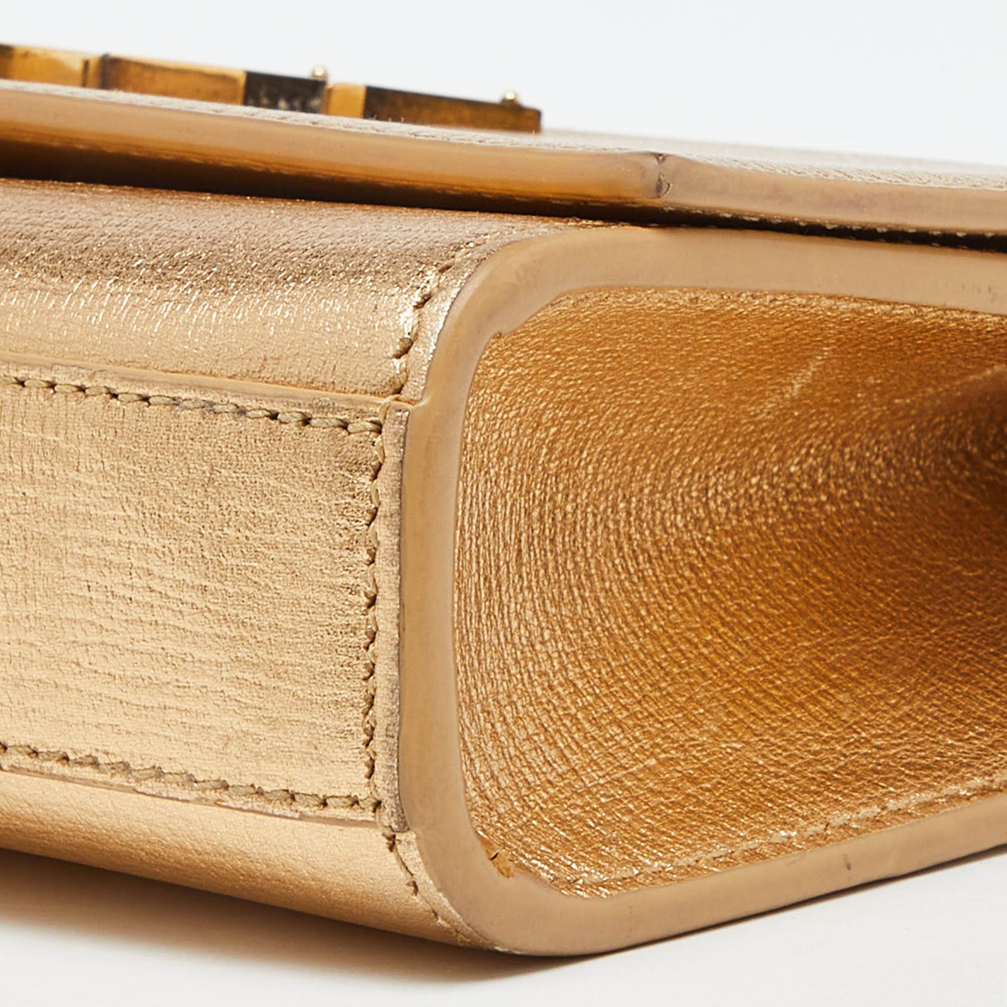 Saint Laurent Gold Leather Small Monogram Kate Chain Bag 6