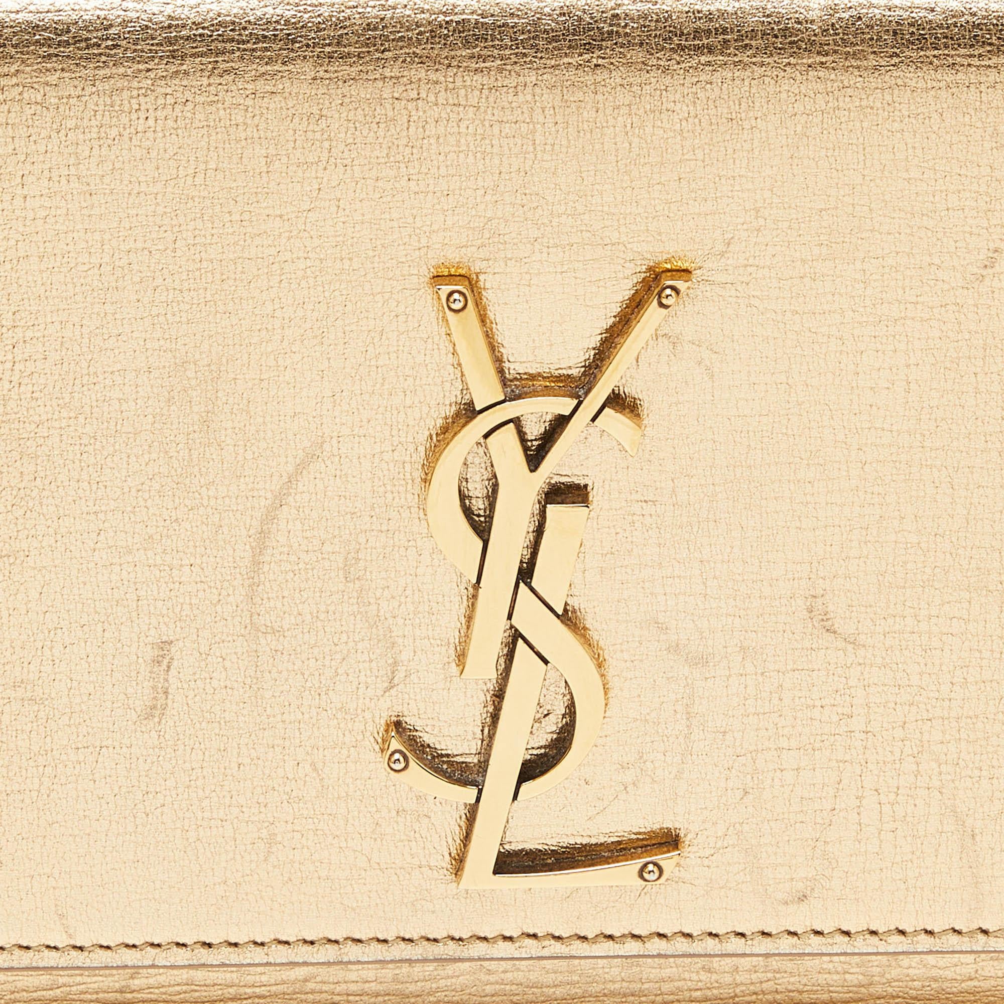 Saint Laurent Gold Leather Small Monogram Kate Chain Bag 1