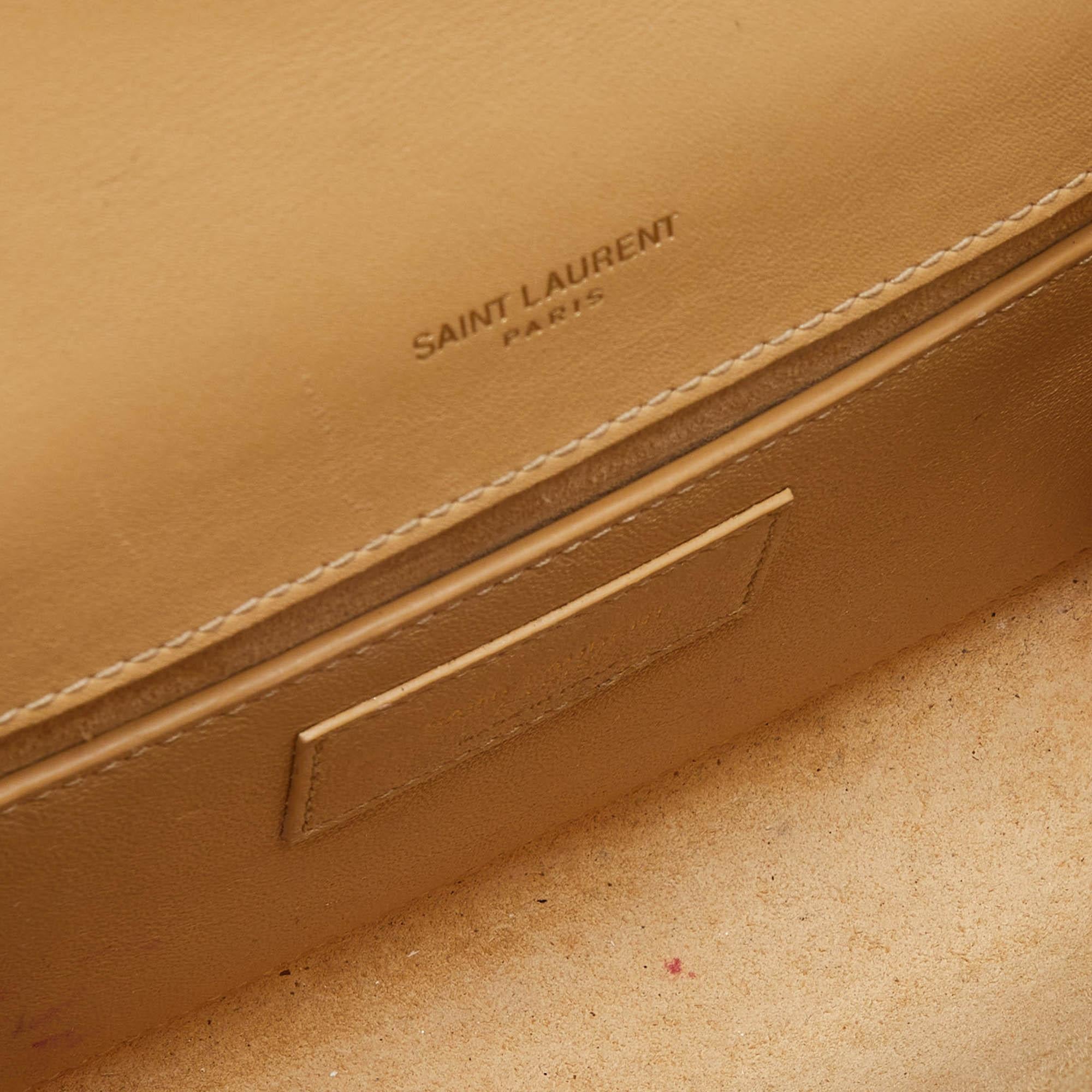 Saint Laurent Gold Leather Small Monogram Kate Chain Bag 3