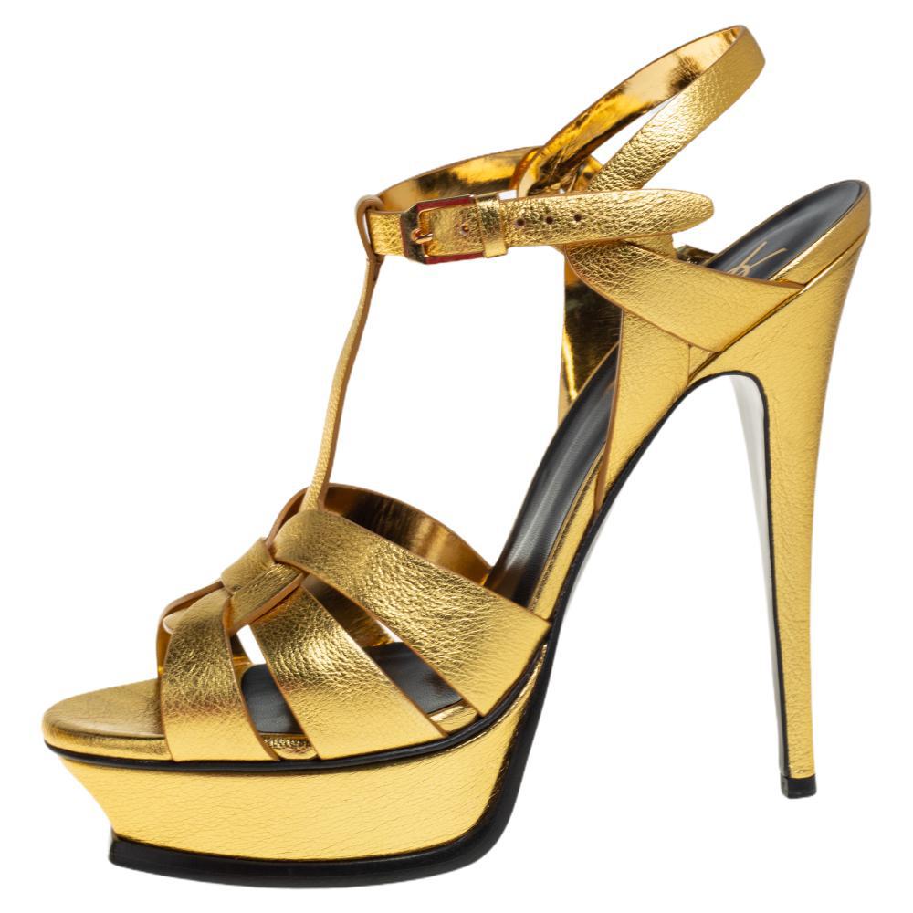 Saint Laurent Gold Leather Tribute 