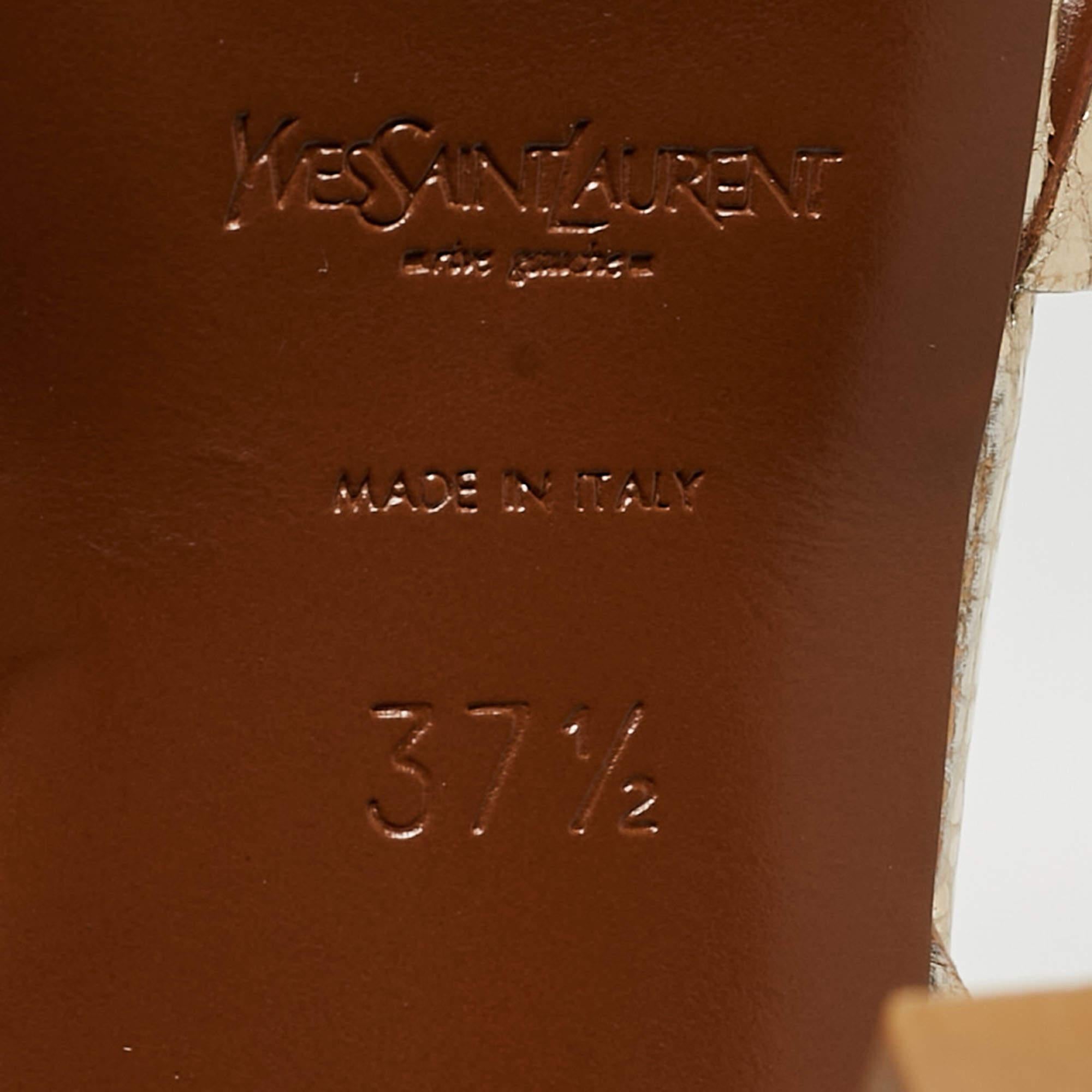 Saint Laurent Gold Leather Tribute Sandals Size 37.5 1