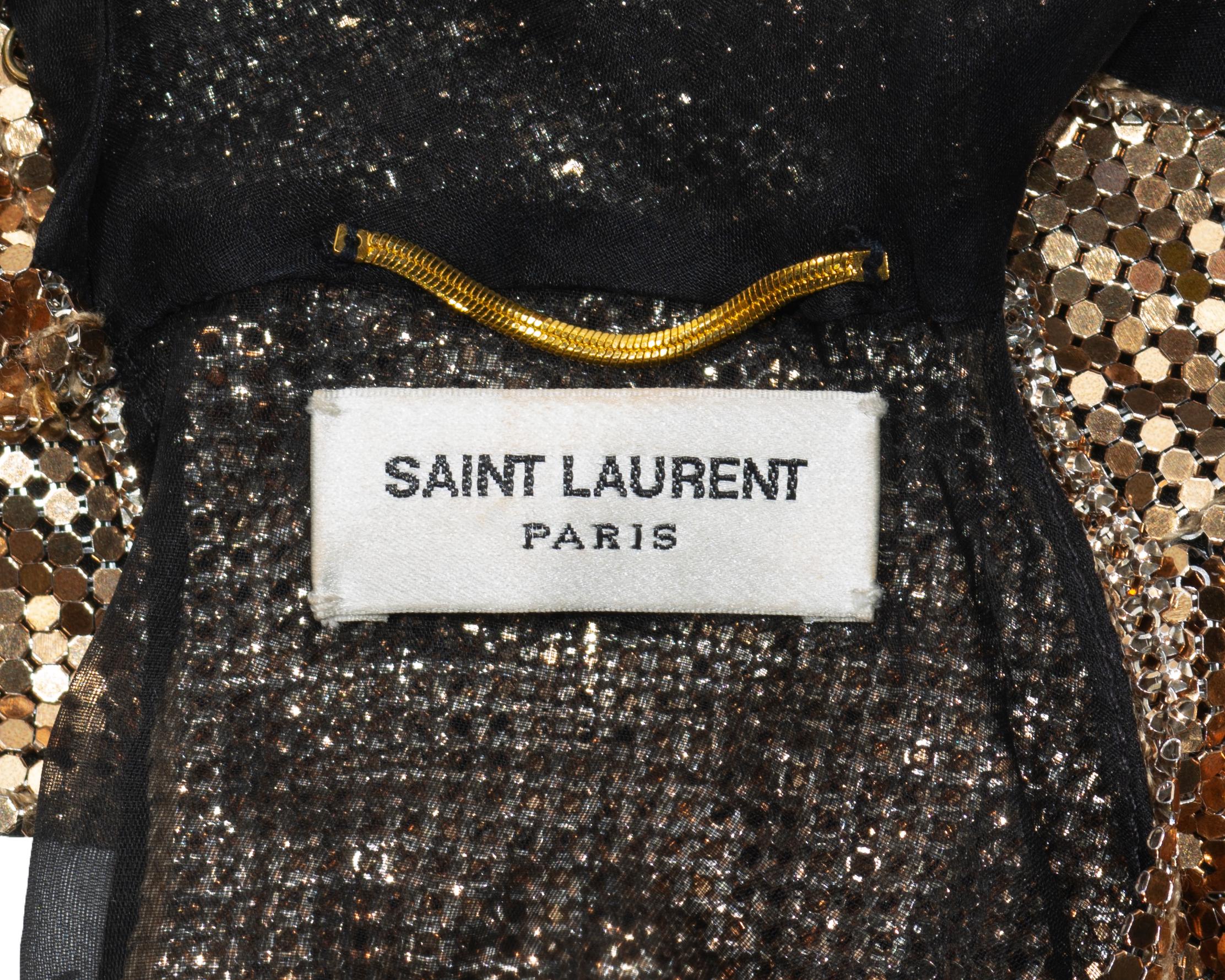 Saint Laurent gold metal mesh evening top, pf 2021 For Sale 4