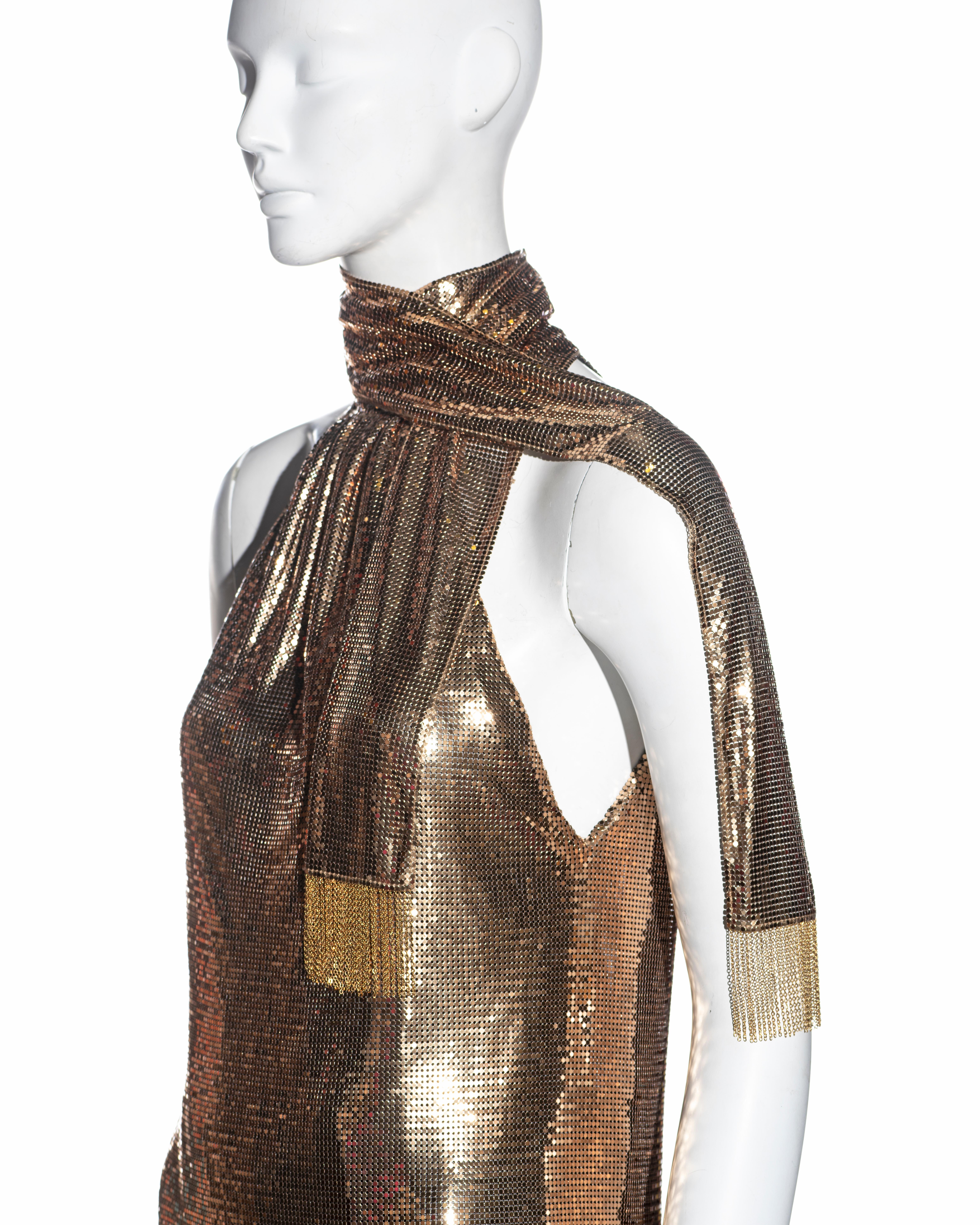 Saint Laurent top da sera in maglia metallica dorata, pf 2021 in vendita 1
