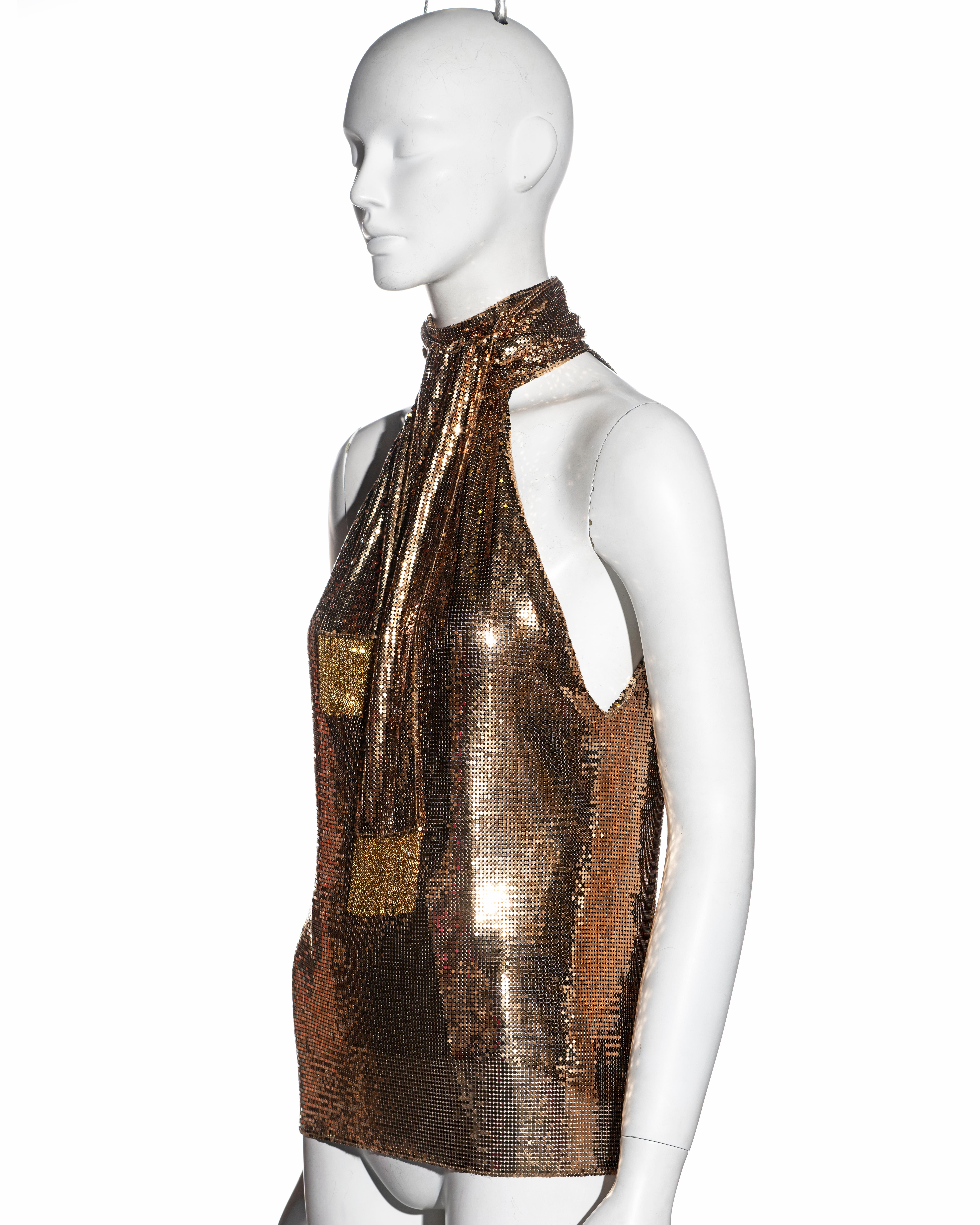 Saint Laurent gold metal mesh evening top, pf 2021 In Excellent Condition For Sale In London, GB